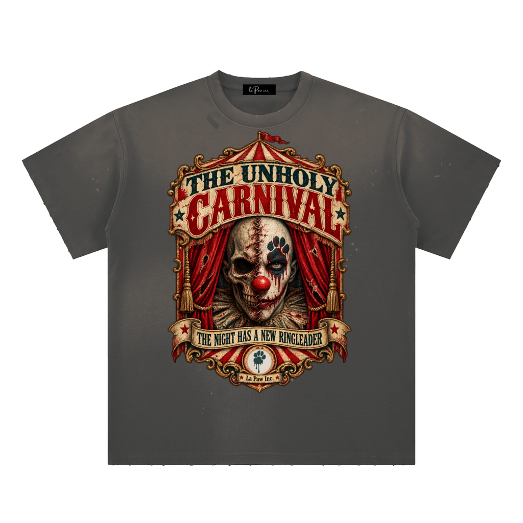 La Paw Inc. The Unholy Carnival Hand-Frayed Sunfade Paint Splatter T-Shirt