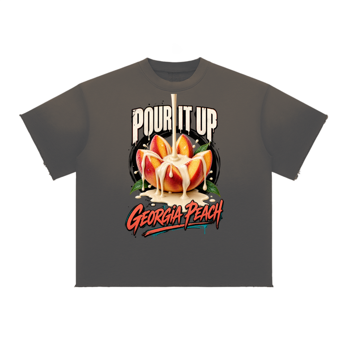 La Paw Inc. Pour It Up Georgia Peach  Sun Fade Raw Edge T-Shirt