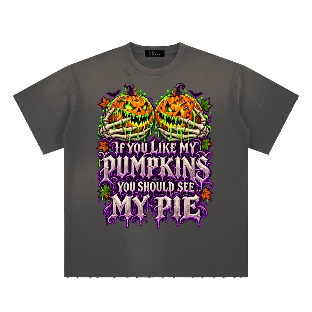 La Paw Inc. If You Like My Pumpkins Hand-Frayed Sunfade Paint Splatter T-Shirt