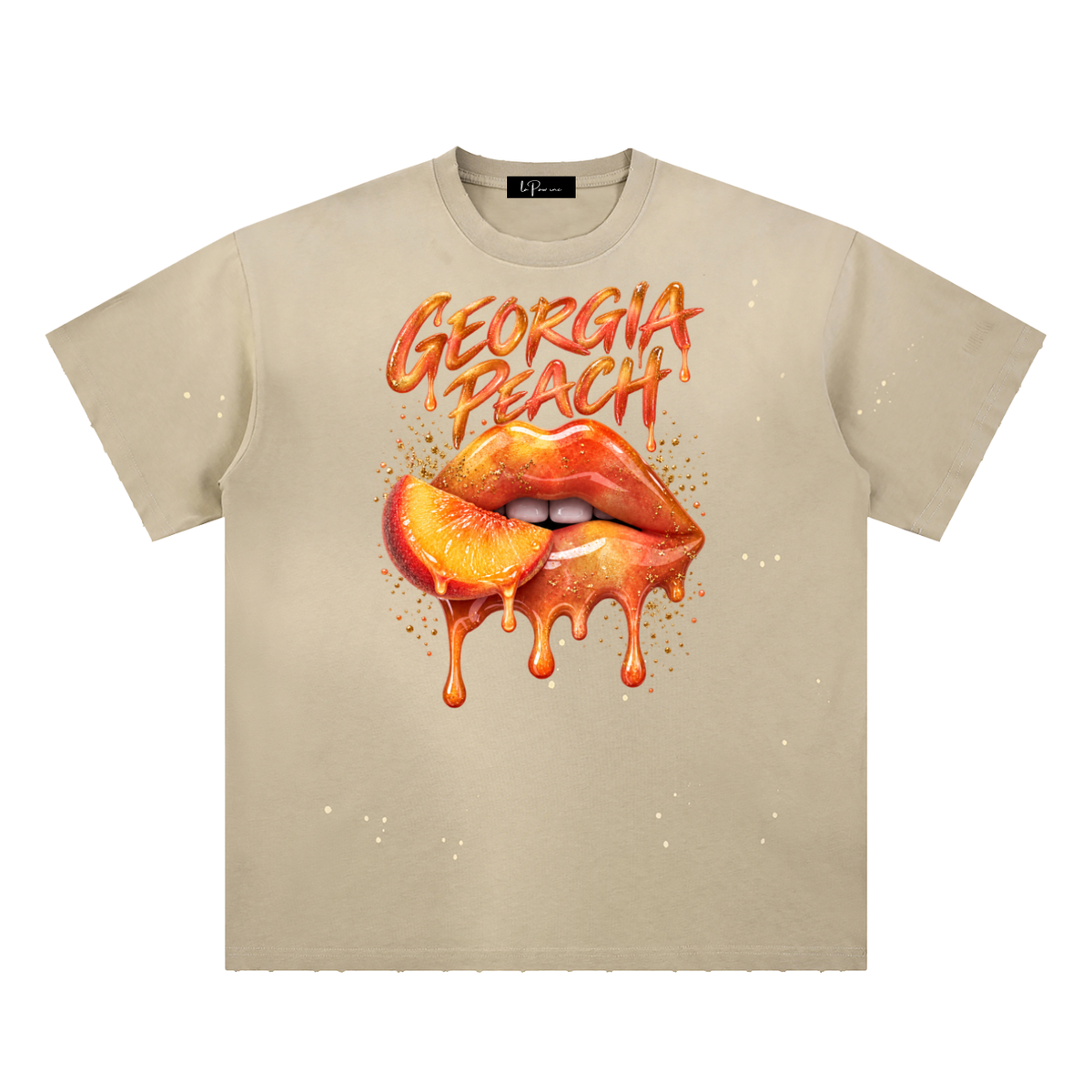 La Paw Inc. Georgia Peach Hand-Frayed Sunfade Paint Splatter T-Shirt