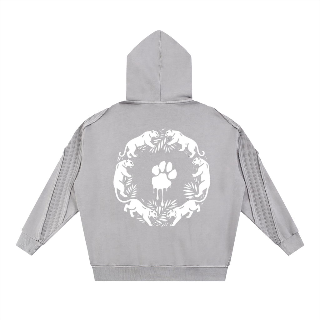 La Paw Inc. Paw Print Snow Washed Tape Raw Edge Zip Hoodie