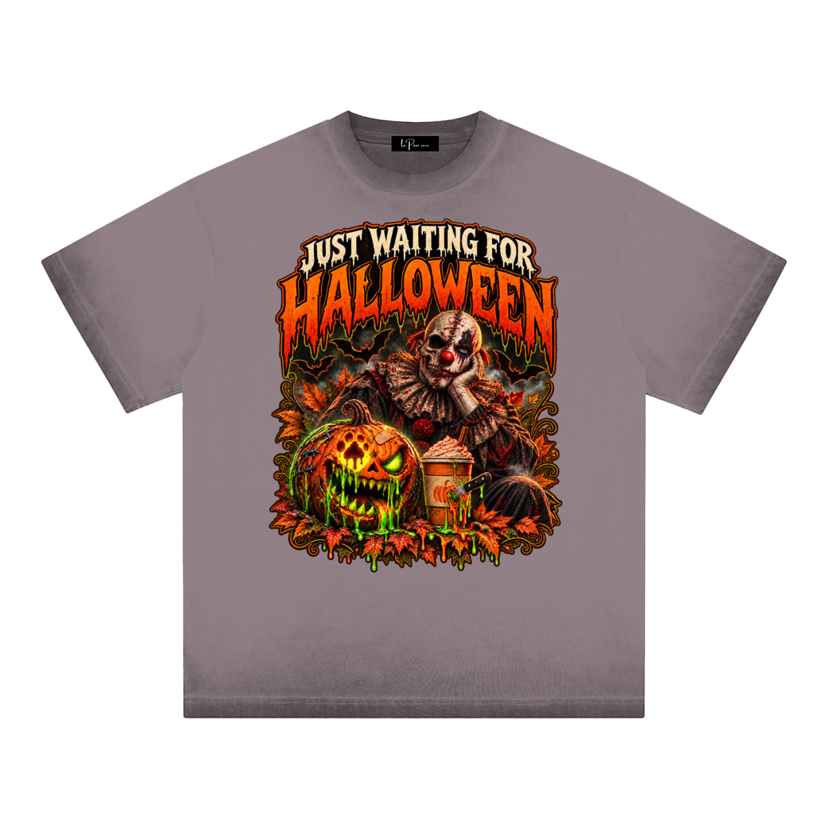 La Paw Inc. Just Waiting For Halloween Reverse Dyed Loose Cotton T-Shirt