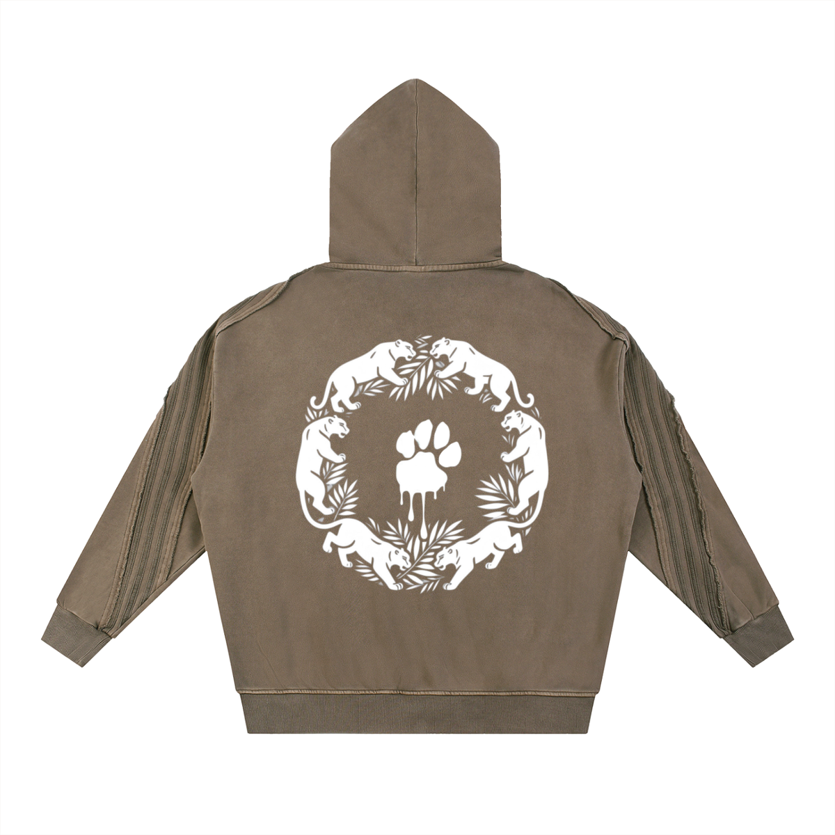 La Paw Inc. Paw Print Snow Washed Tape Raw Edge Zip Hoodie
