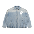 La Paw Inc. Paw Print Unisex Vintage Wash Full-Zip Denim Jacket