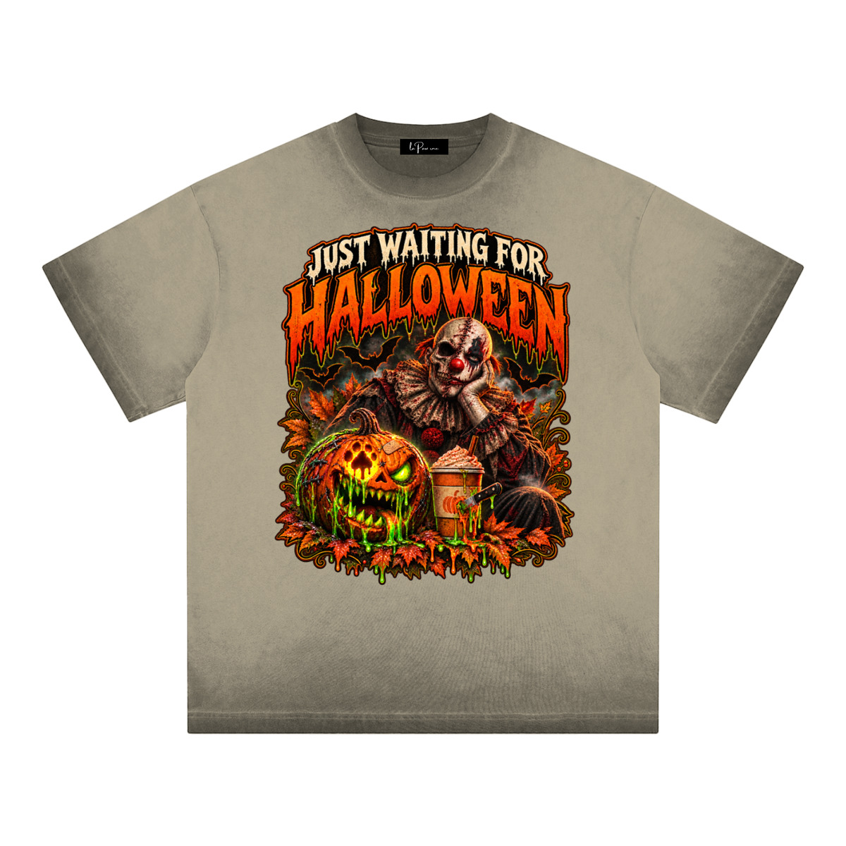 La Paw Inc. Just Waiting For Halloween Reverse Dyed Loose Cotton T-Shirt