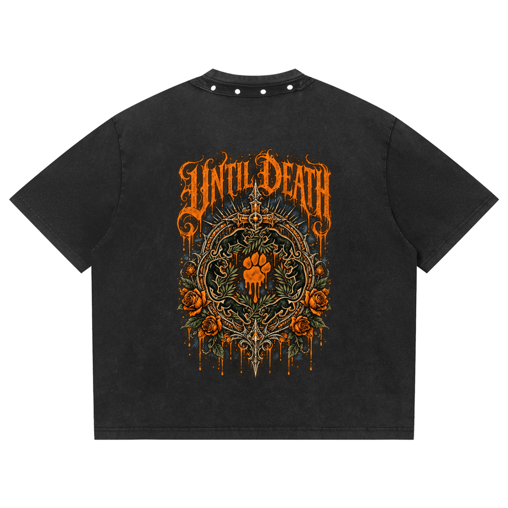 La Paw Inc. Death Has A Sweet Tooth Unisex Washed Boxy Studded T-Shirt