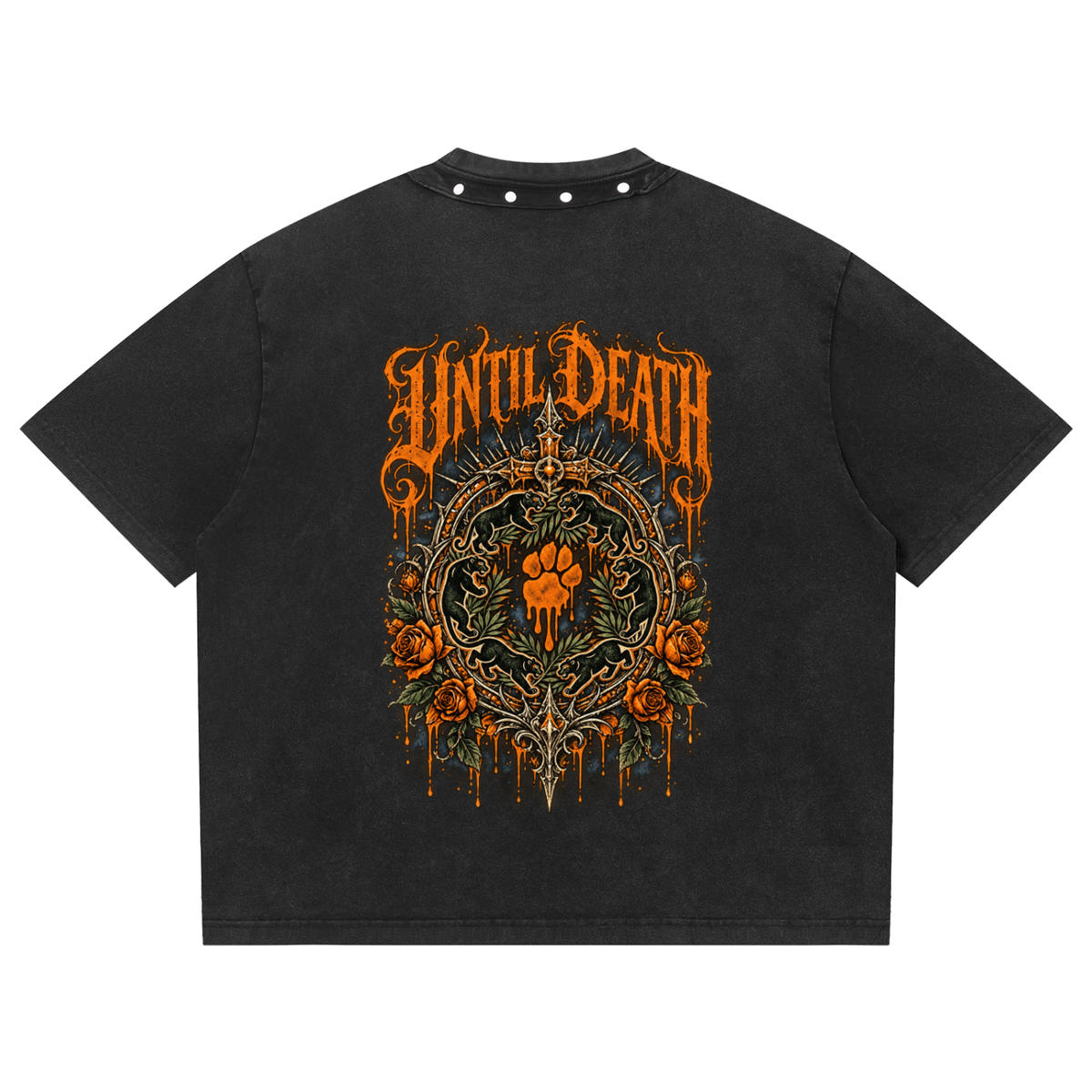 La Paw Inc. Death Has A Sweet Tooth Unisex Washed Boxy Studded T-Shirt