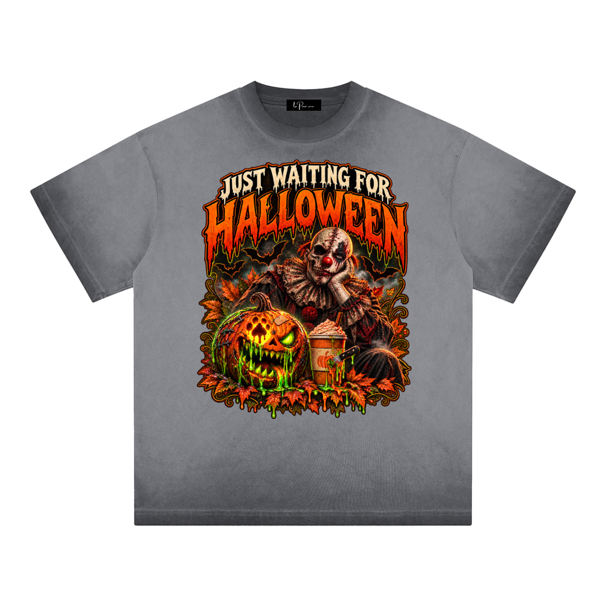 La Paw Inc. Just Waiting For Halloween Reverse Dyed Loose Cotton T-Shirt