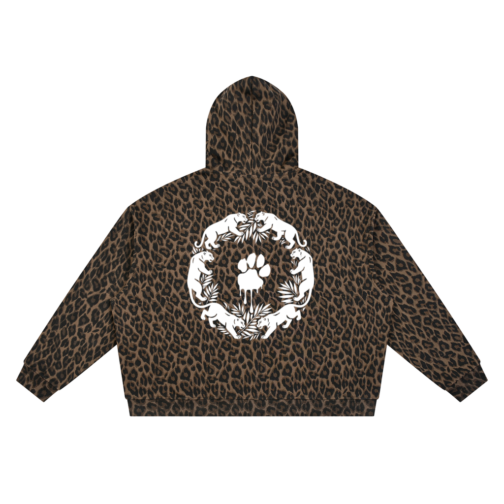 La Paw Inc. Paw Print Unisex Leopard Full Zip Hoodie