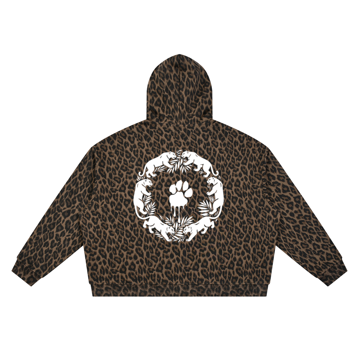 La Paw Inc. Paw Print Unisex Leopard Full Zip Hoodie