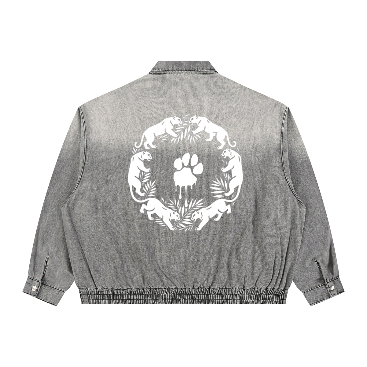 La Paw Inc. Paw Print Unisex Vintage Wash Full-Zip Denim Jacket