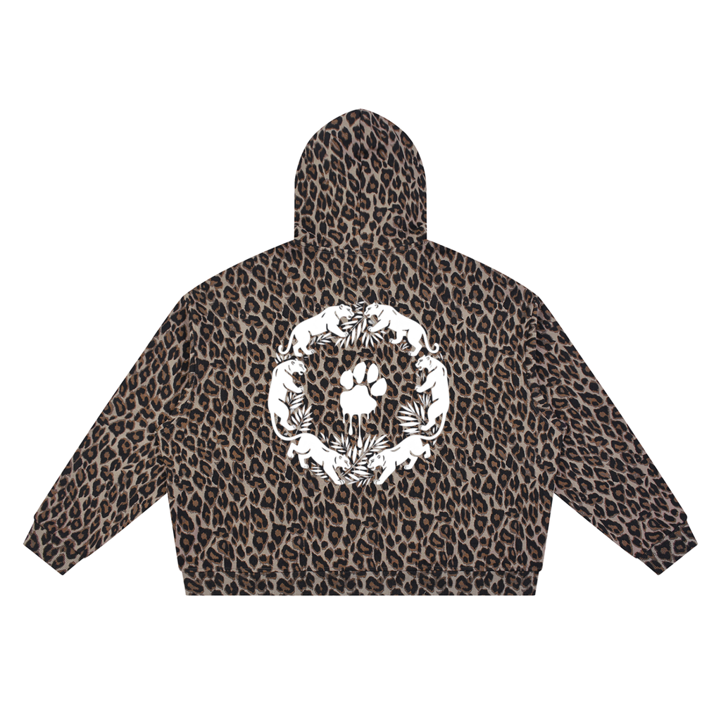 La Paw Inc. Paw Print Unisex Leopard Full Zip Hoodie