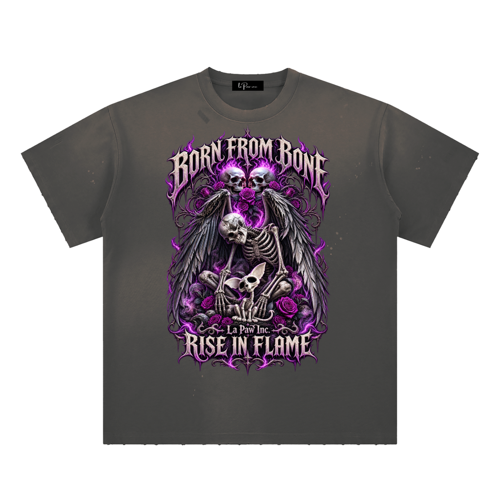La Paw Inc. Born From Bones Hand-Frayed Sunfade Paint Splatter T-Shirt