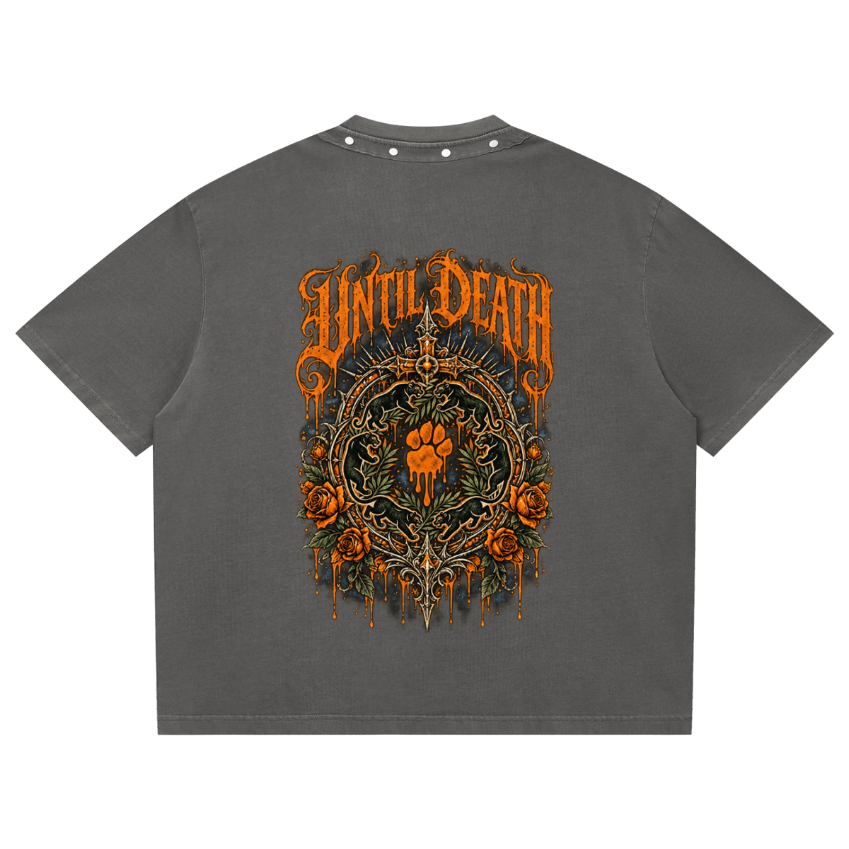 La Paw Inc. Death Has A Sweet Tooth Unisex Washed Boxy Studded T-Shirt
