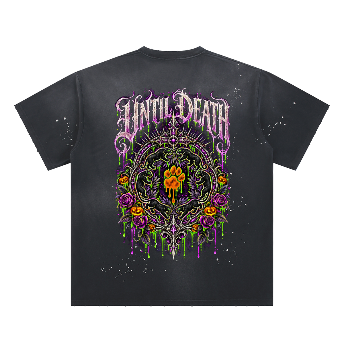 La Paw Inc. If You Like My Pumpkins Hand-Frayed Sunfade Paint Splatter T-Shirt