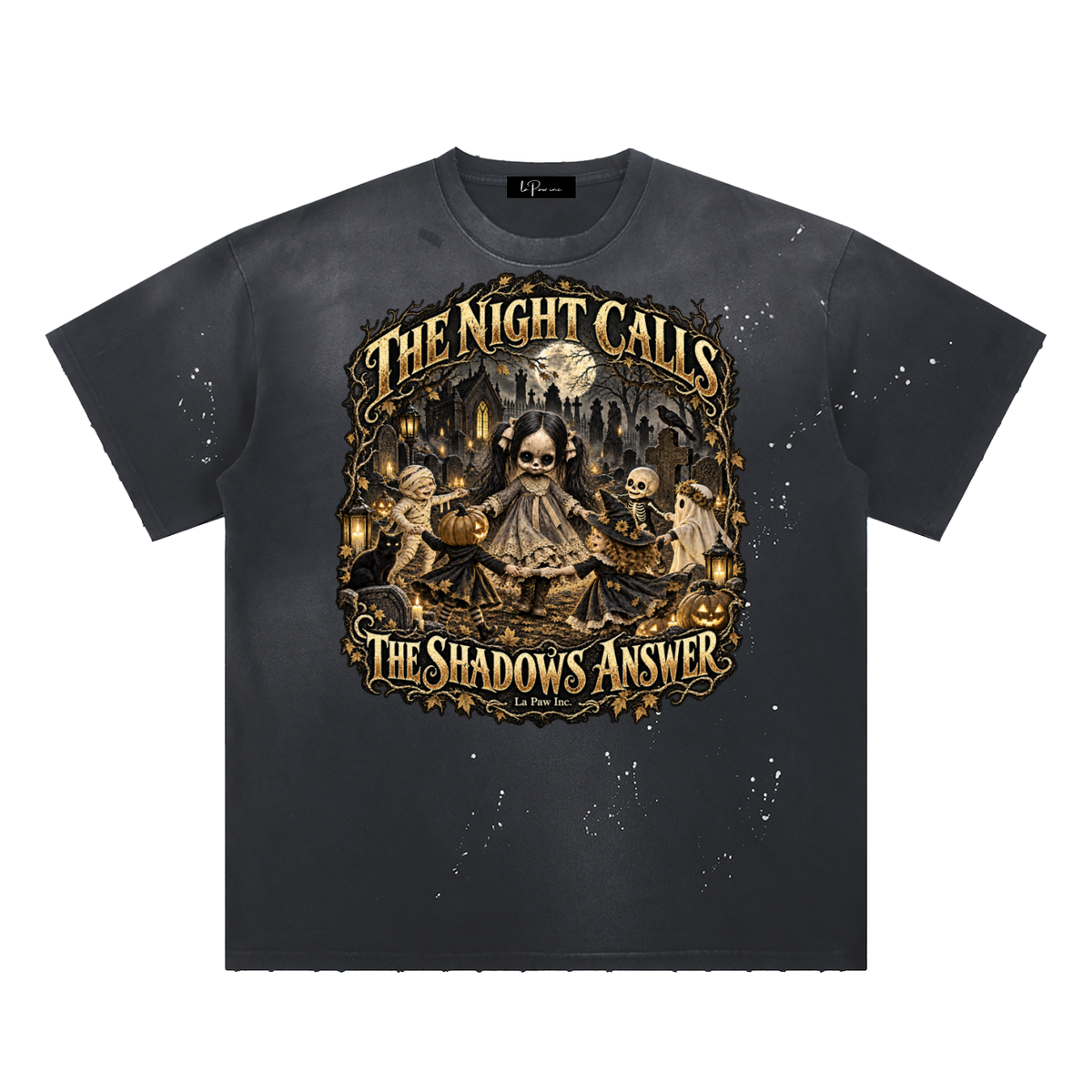 La Paw Inc. The Night Calls Hand-Frayed Sunfade Paint Splatter T-Shirt