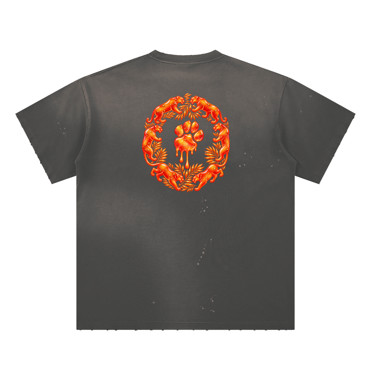 La Paw Inc. Georgia Peach Hand-Frayed Sunfade Paint Splatter T-Shirt