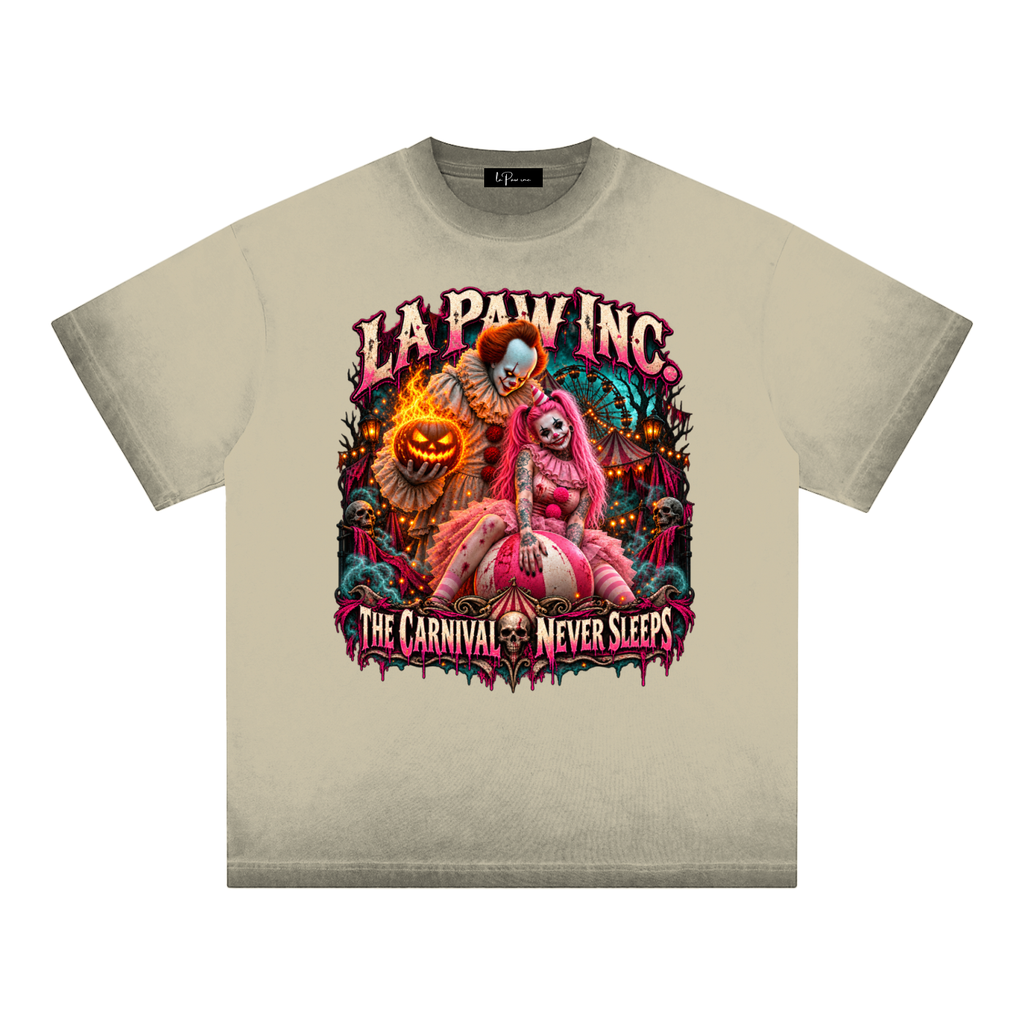 La Paw Inc. The Carnival Never Sleeps Reverse Dyed Loose Cotton T-Shirt