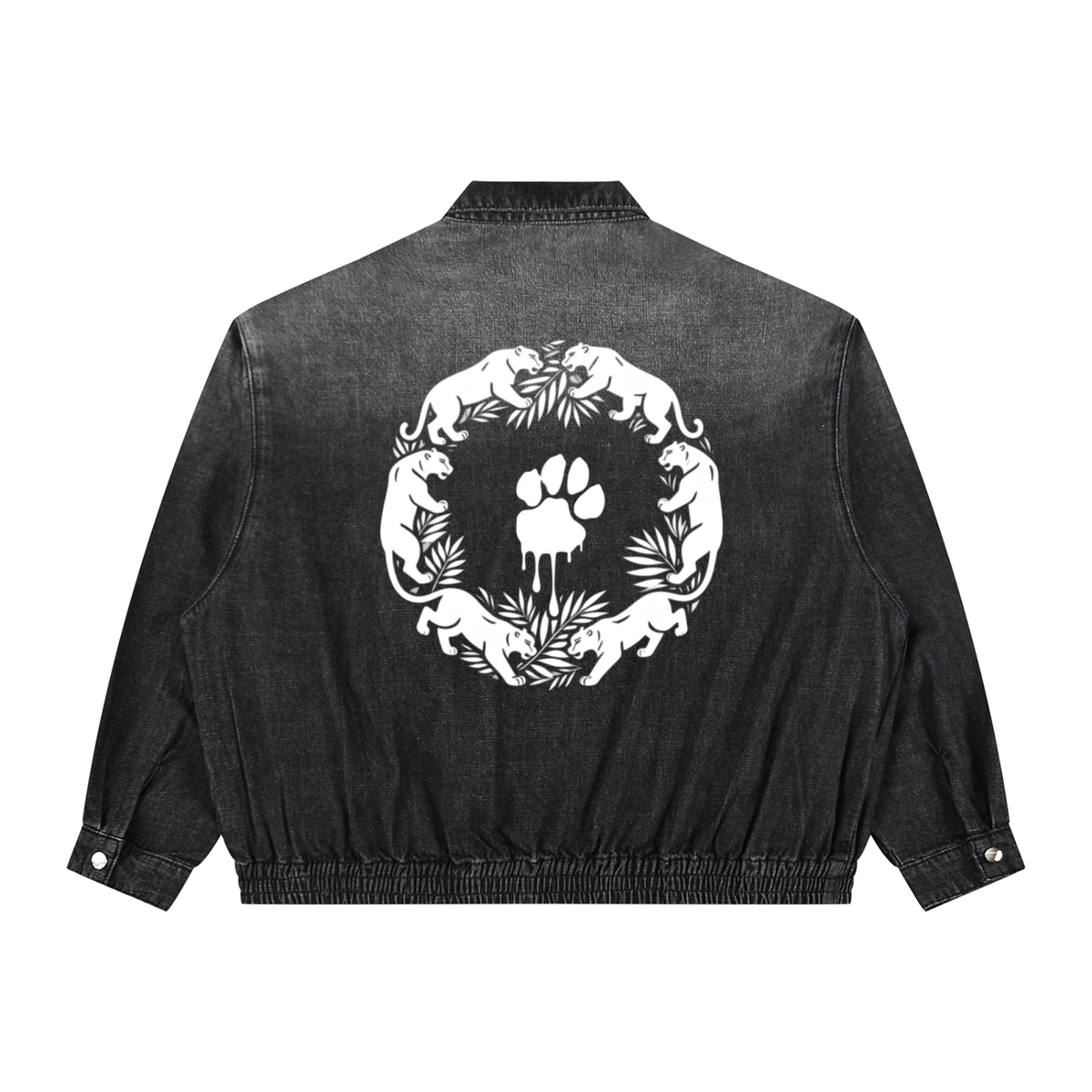 La Paw Inc. Paw Print Unisex Vintage Wash Full-Zip Denim Jacket