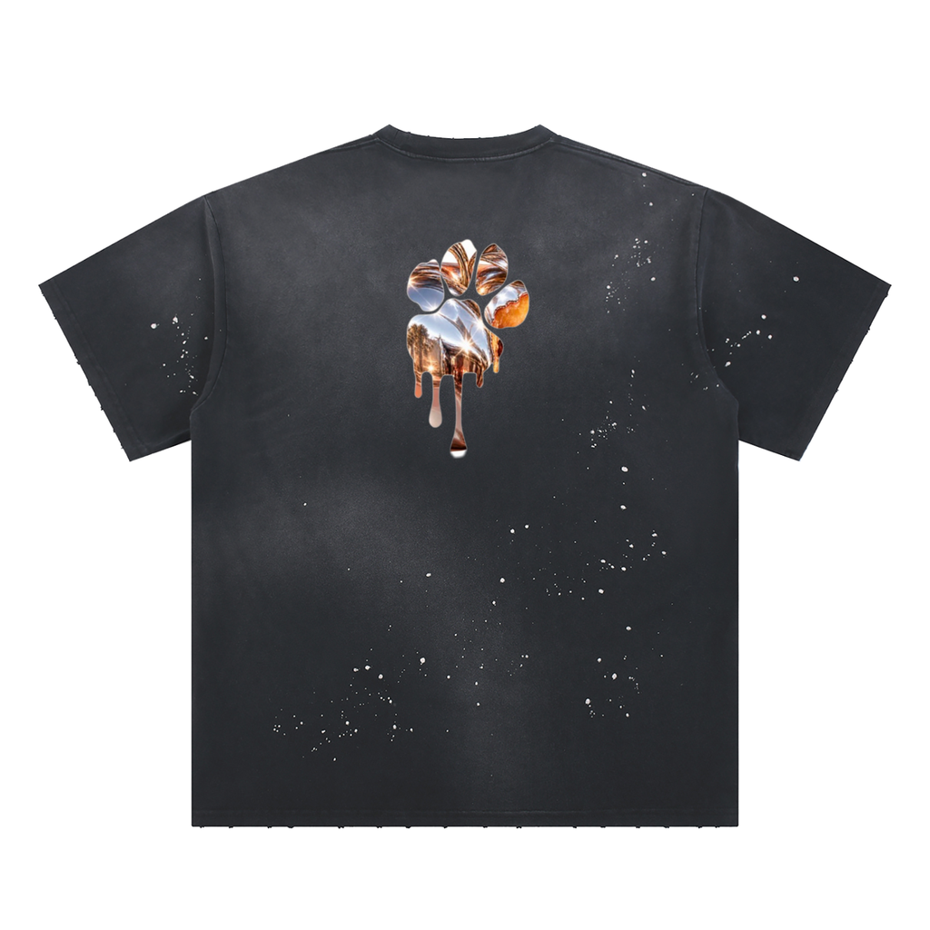 La Paw Inc. Georgia Peach Hand-Frayed Sunfade Paint Splatter T-Shirt