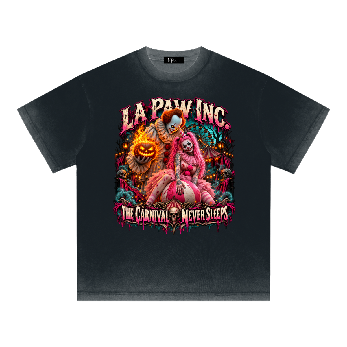 La Paw Inc. The Carnival Never Sleeps Reverse Dyed Loose Cotton T-Shirt
