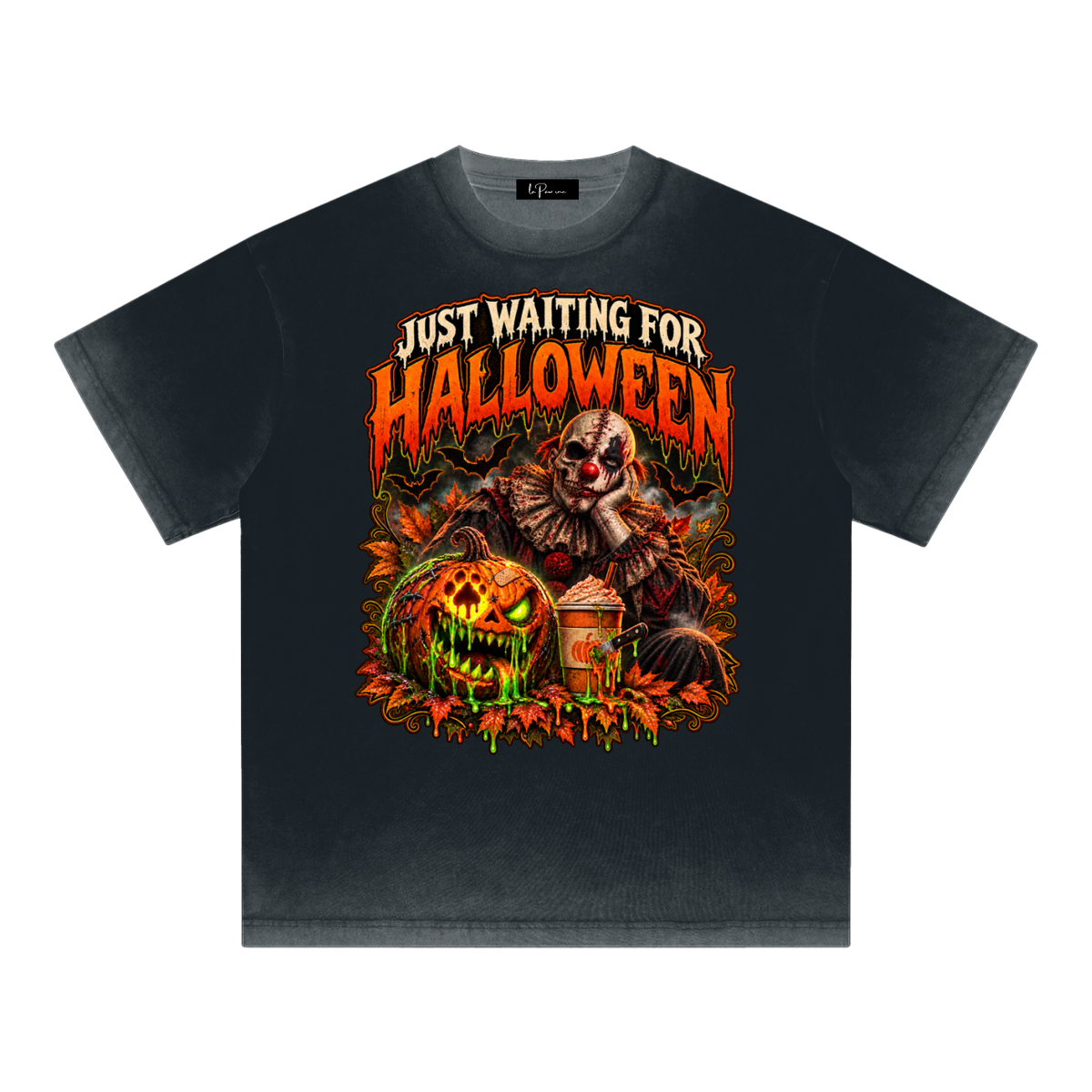La Paw Inc. Just Waiting For Halloween Reverse Dyed Loose Cotton T-Shirt