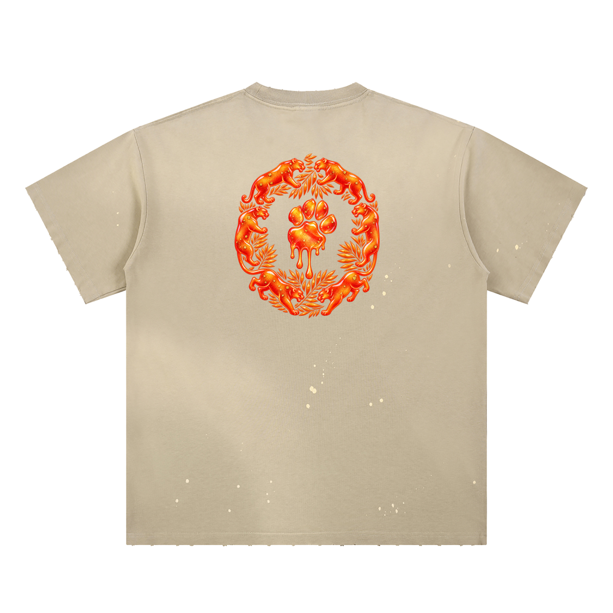 La Paw Inc. Georgia Peach Hand-Frayed Sunfade Paint Splatter T-Shirt
