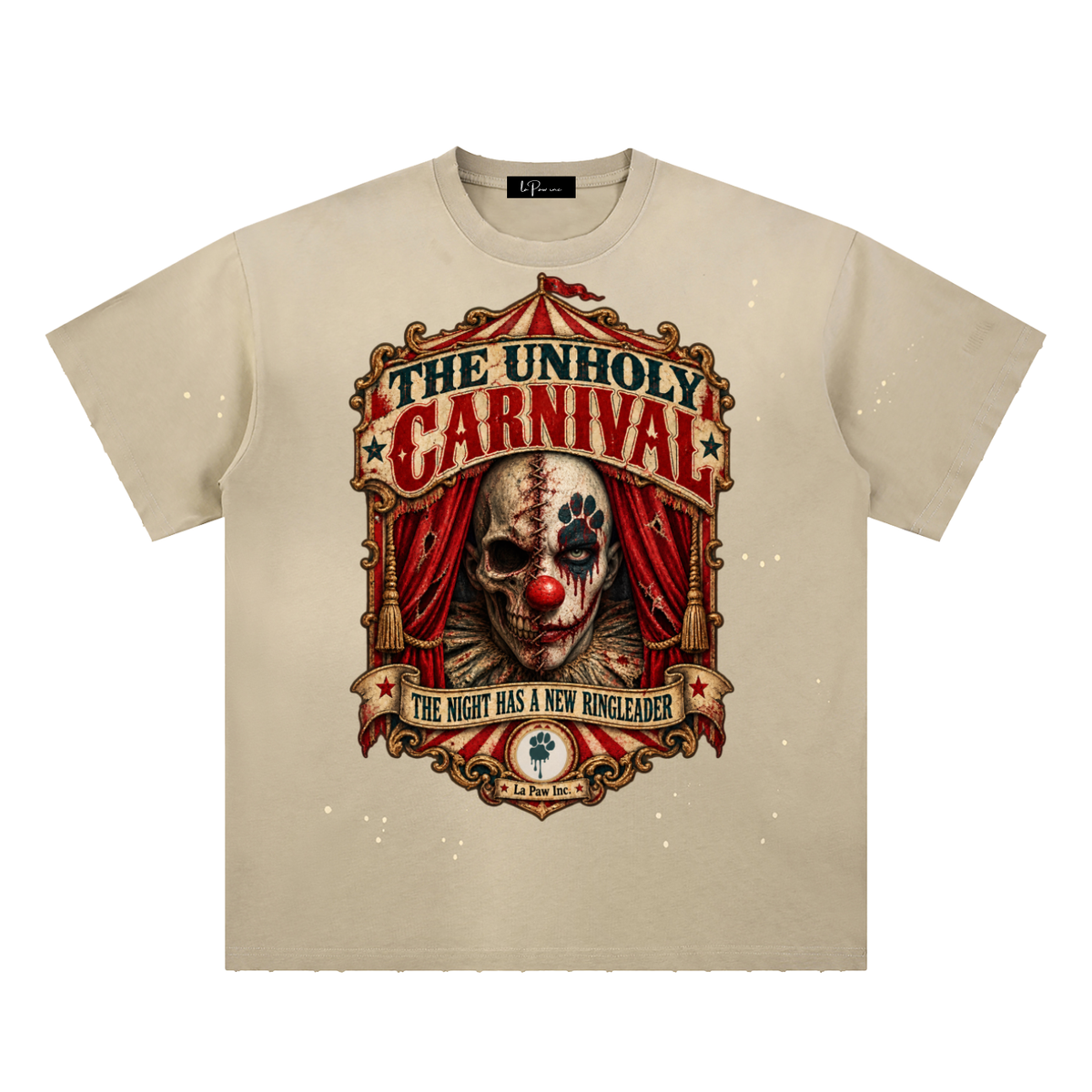 La Paw Inc. The Unholy Carnival Hand-Frayed Sunfade Paint Splatter T-Shirt