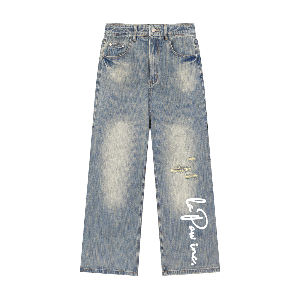La Paw Inc. Vintage Wash Distressed Denim Jeans