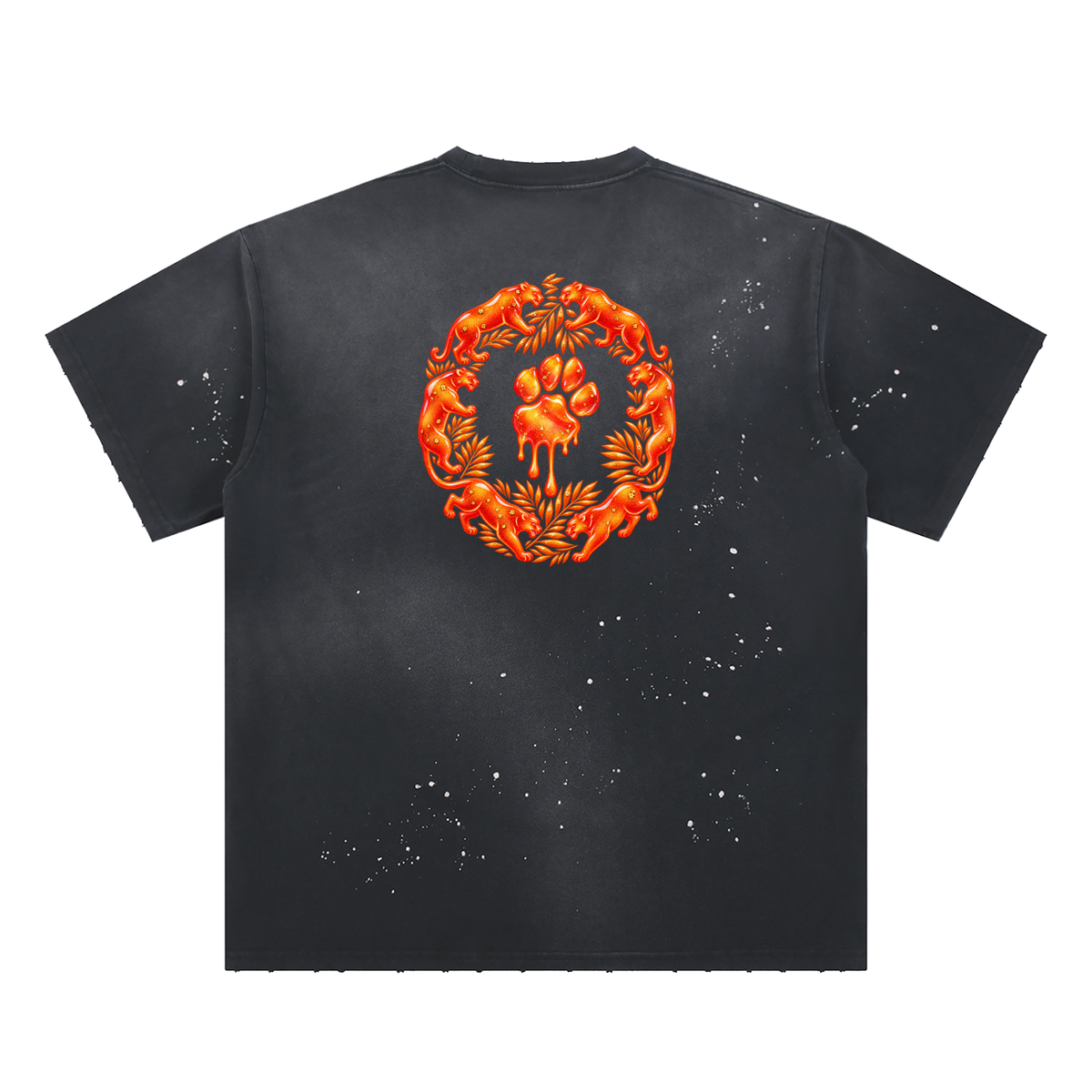 La Paw Inc. Georgia Peach Hand-Frayed Sunfade Paint Splatter T-Shirt